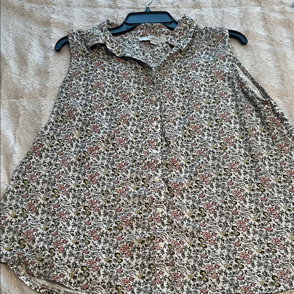 LOFT Multicolor Floral Button-Down Blouse